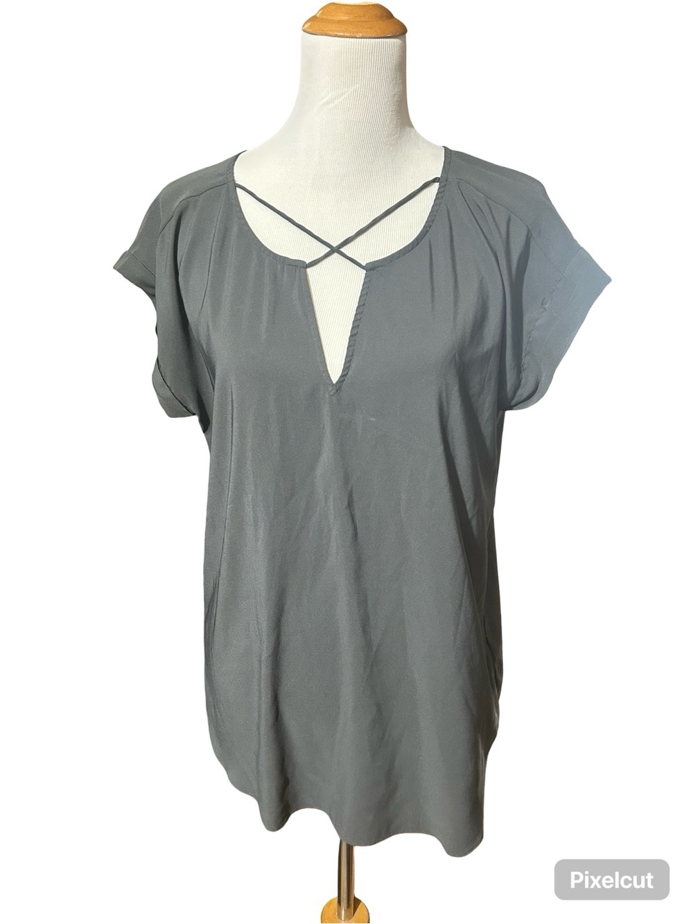 Express Gray Crisscross V-Neck Blouse